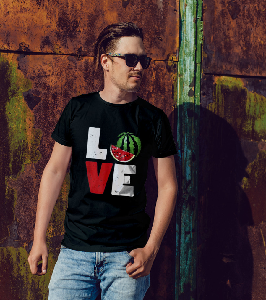 LOVE Watermelon Slice Typography T-Shirt