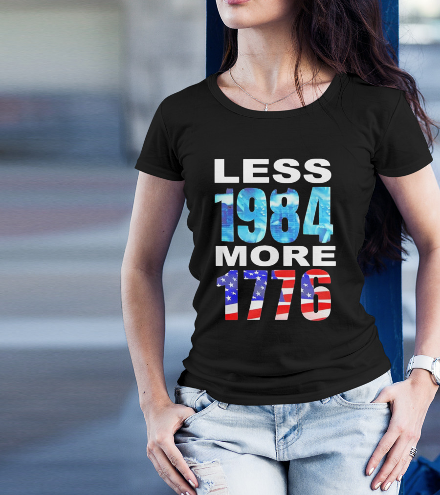 Hi-Rez The Rapper Less 1984 More 1776 American Flag Text T-Shirt