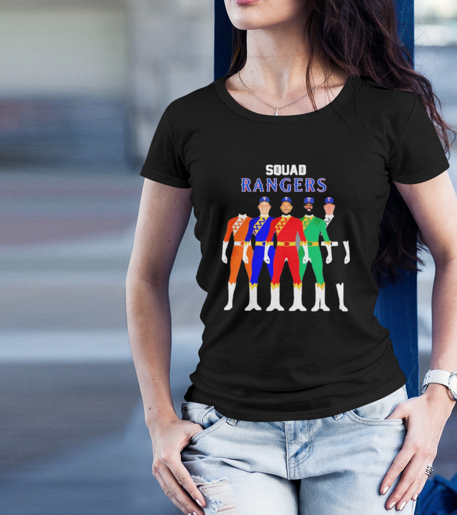 Squad Rangers Power Rangers Texas Rangers Baseball Crossover T-Shirt