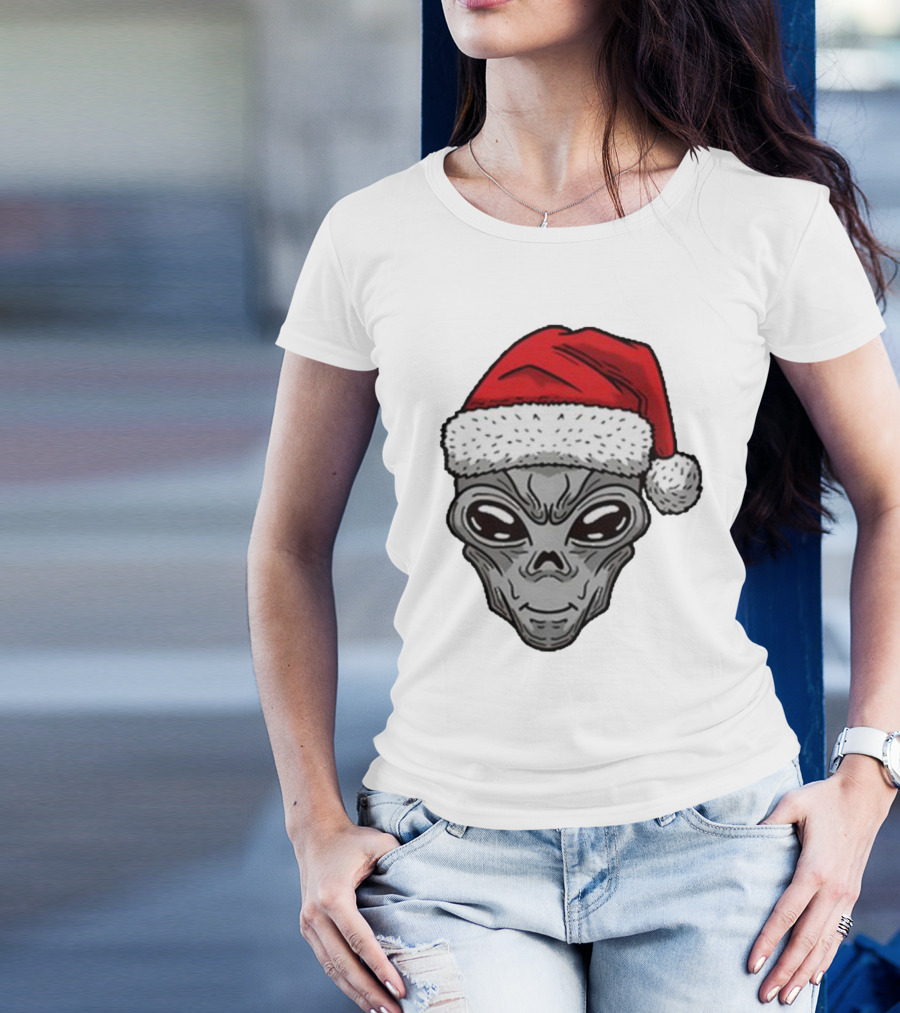 Santa Hat Alien Xmas T-Shirt