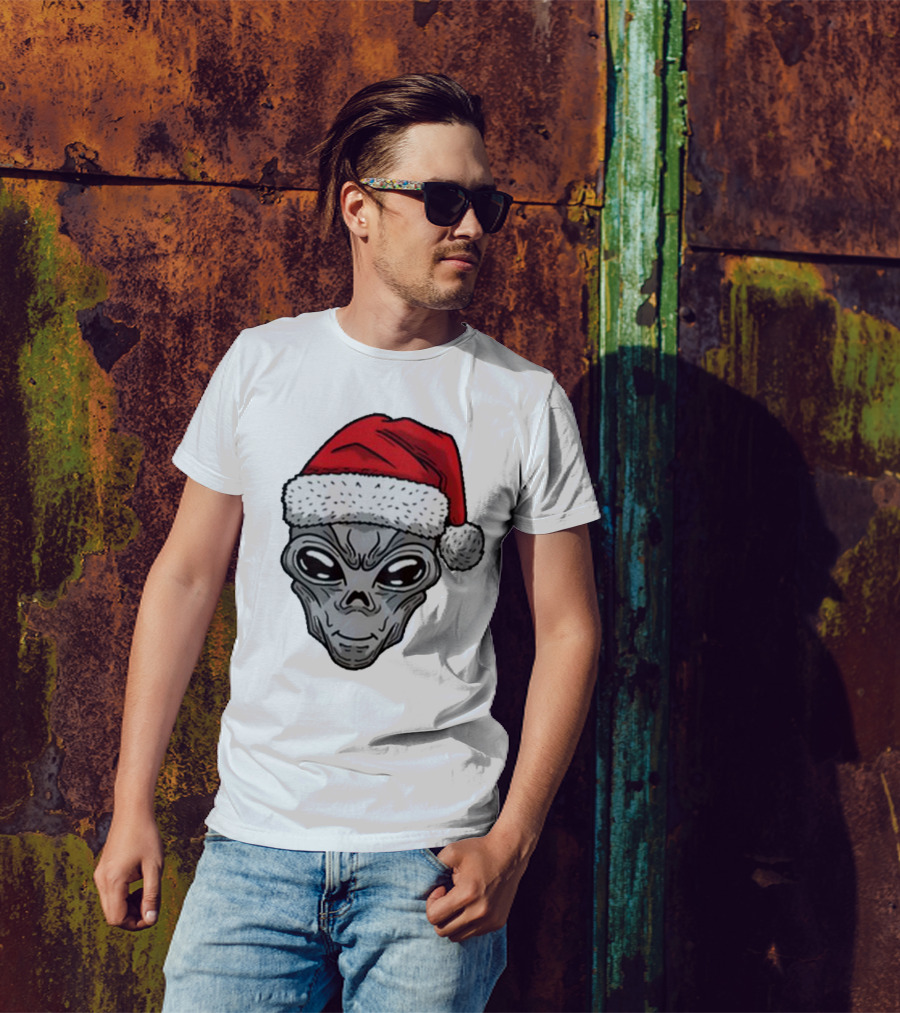 Santa Hat Alien Xmas T-Shirt