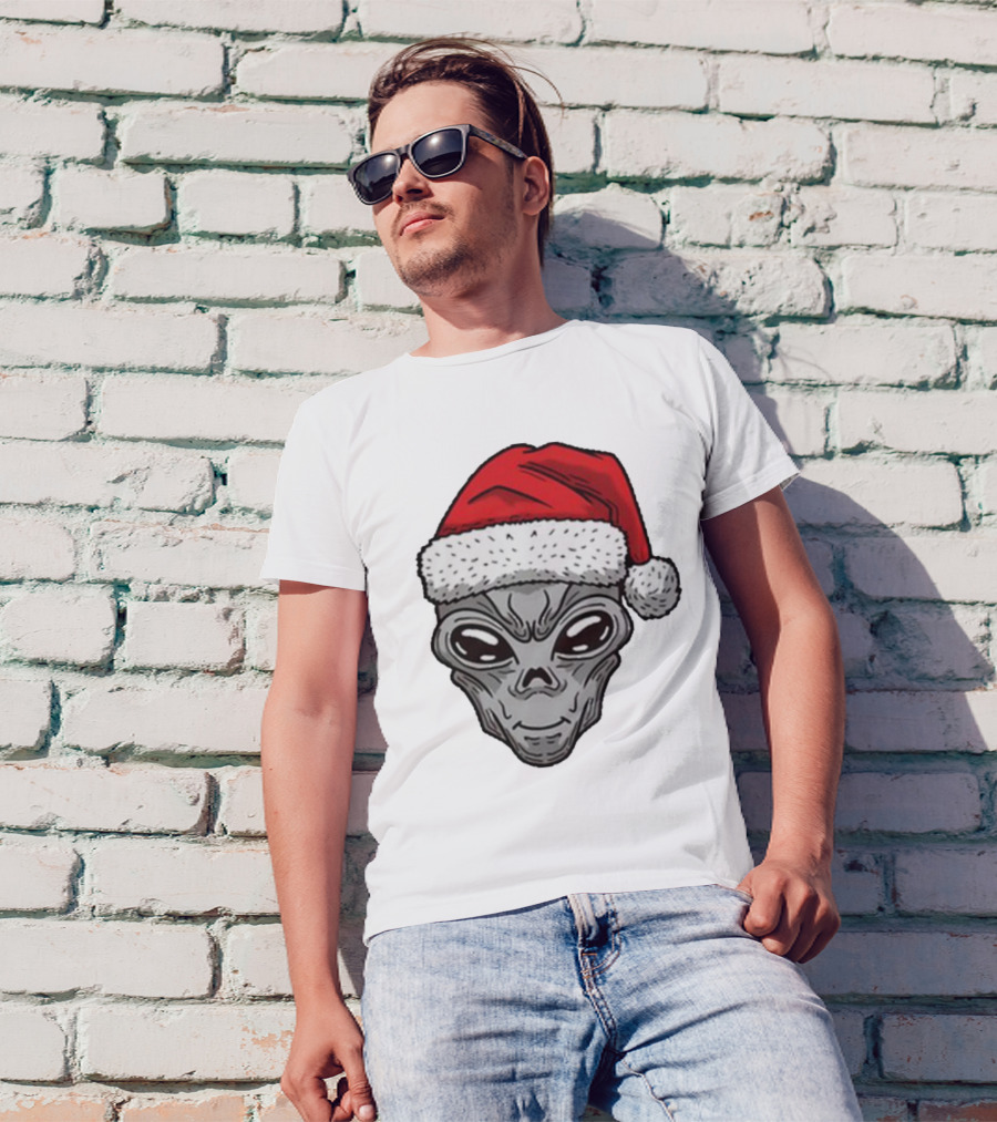 Santa Hat Alien Xmas T-Shirt