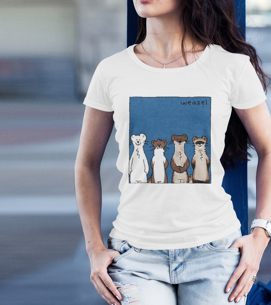 Weasel Quartet Cartoon Art Featuring Four Cute Mustelids T-Shirt