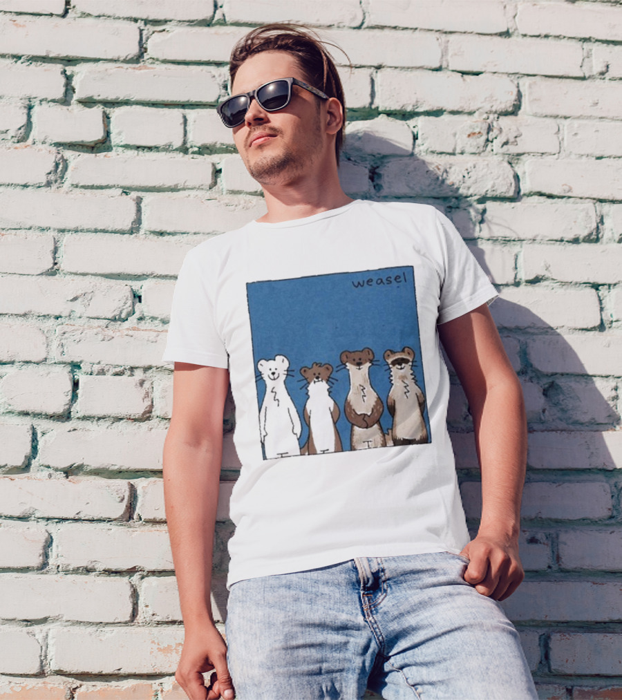 Weasel Quartet Cartoon Art Featuring Four Cute Mustelids T-Shirt
