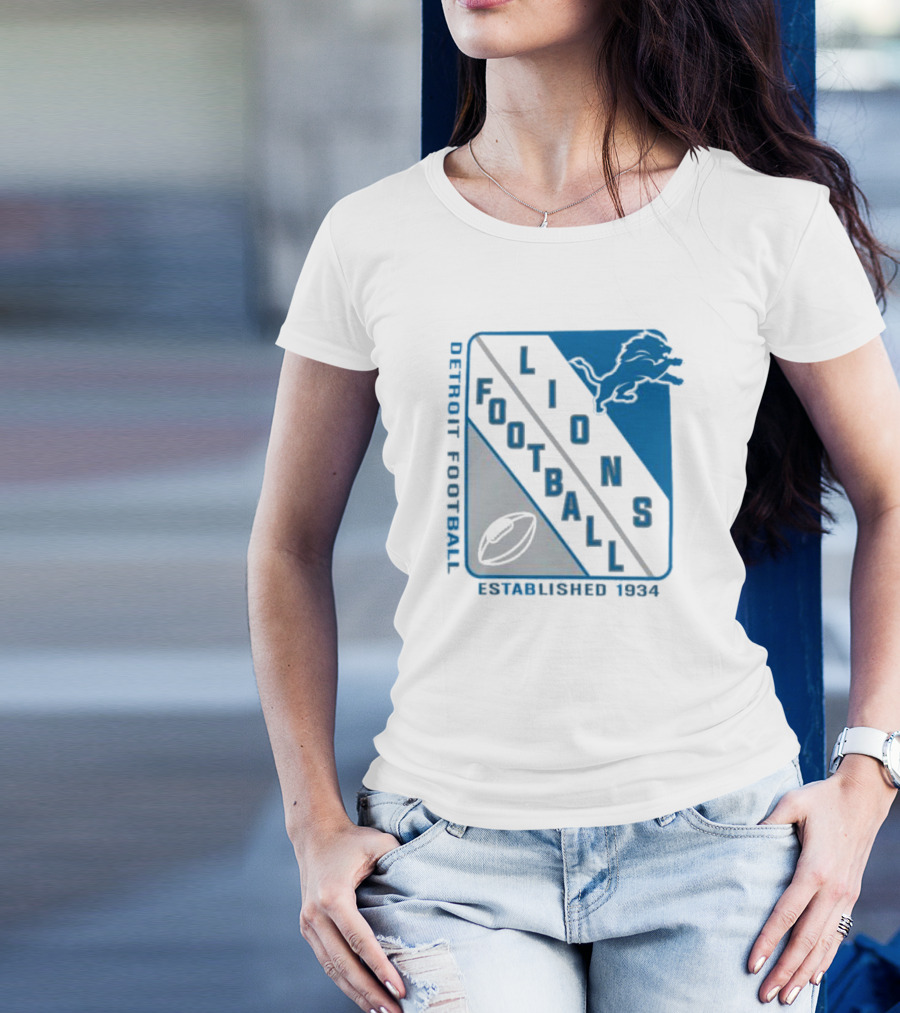 Detroit Lions Football Shield Established 1934 Iconic T-Shirt