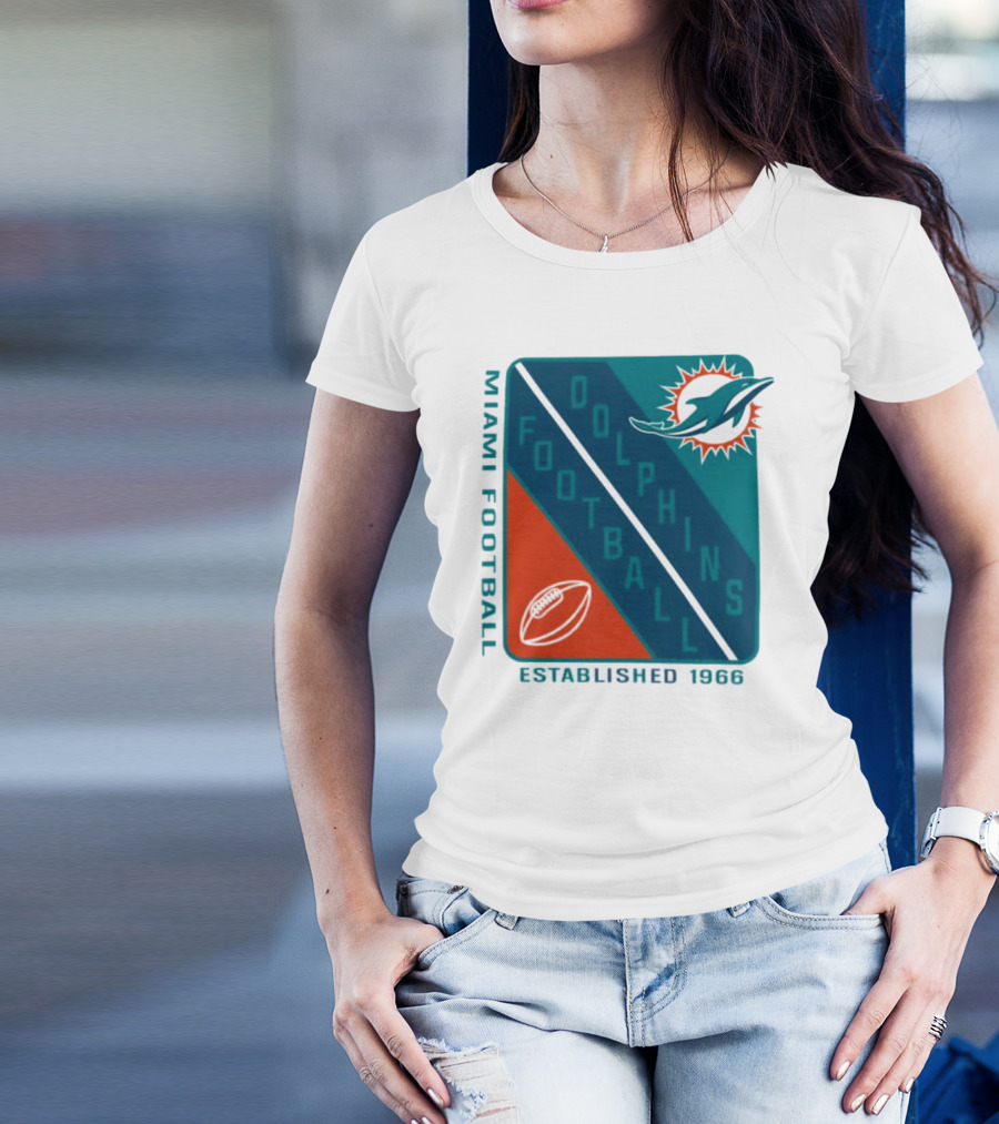 Miami Dolphins Football Established 1966 Logo Shield T-Shirt