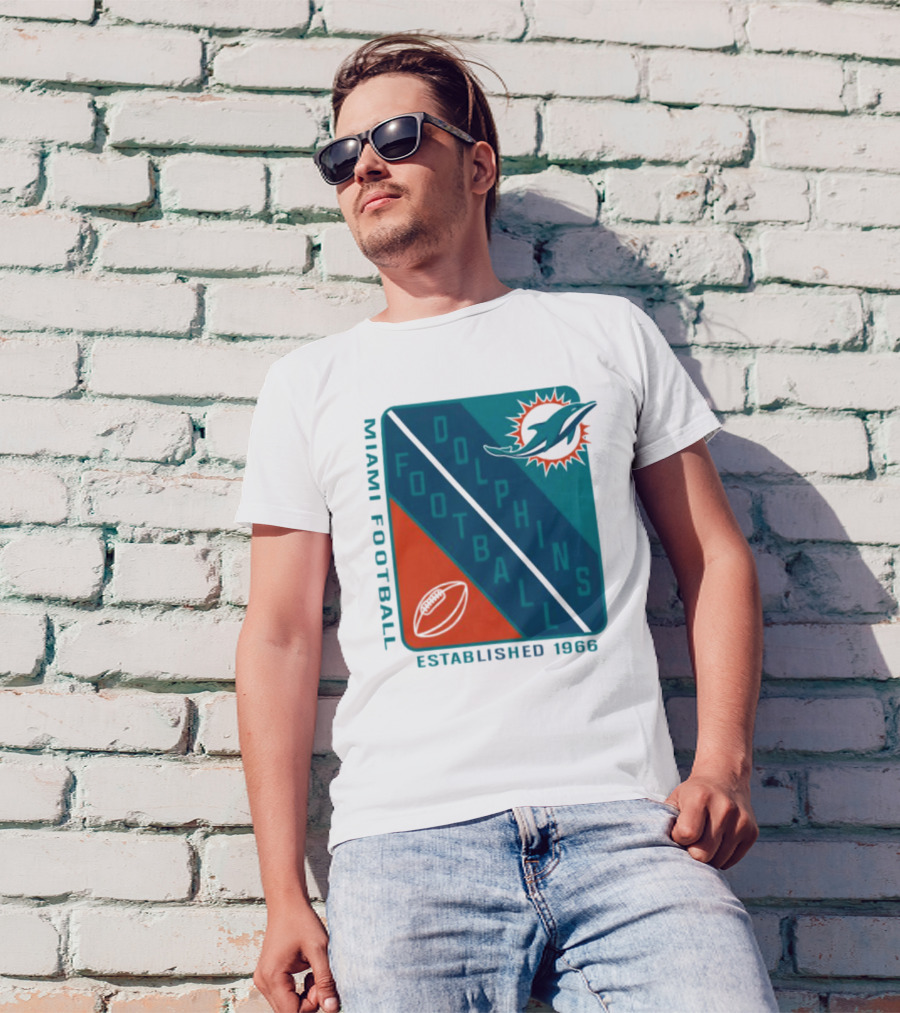 Miami Dolphins Football Established 1966 Logo Shield T-Shirt