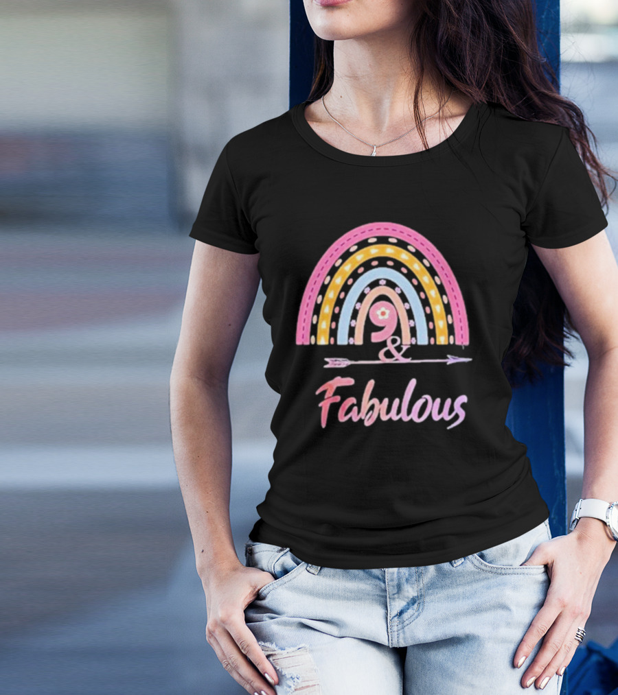 9 And Fabulous Floral Rainbow Arrow T-Shirt