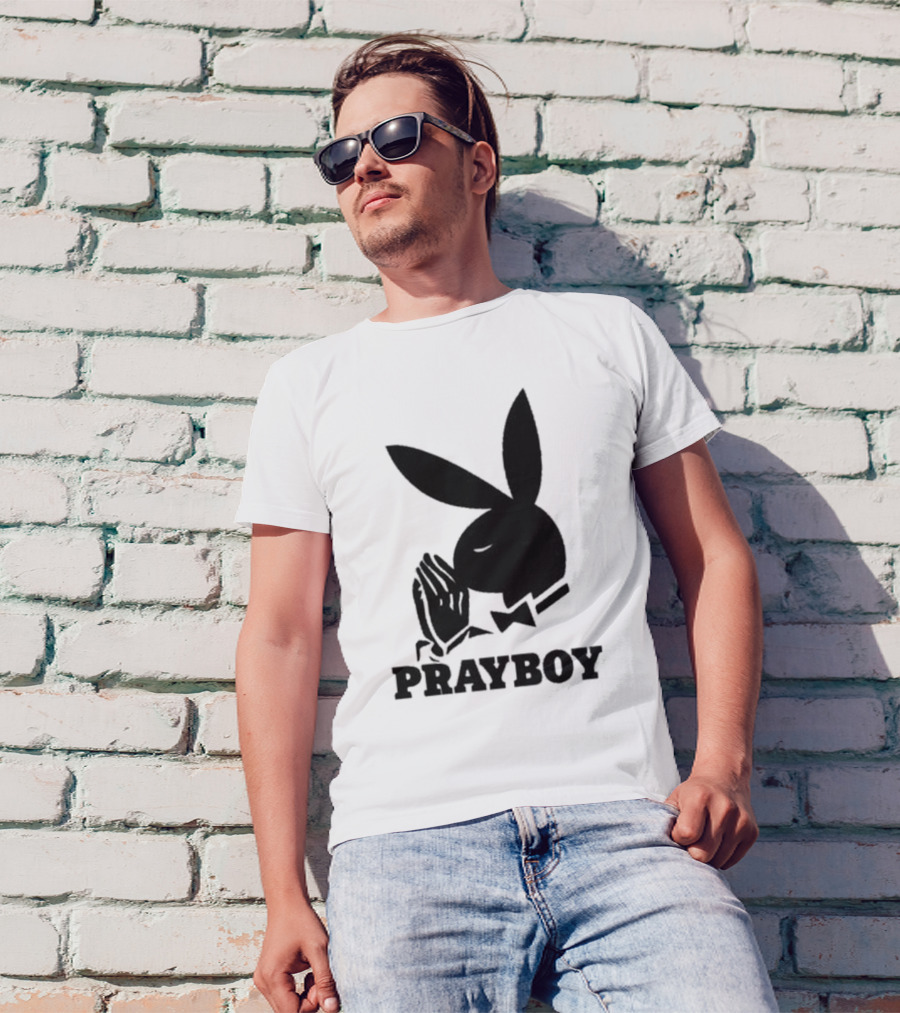 PRAYBOY Bunny Image With Hands In Prayer Iconic Reference T-Shirt