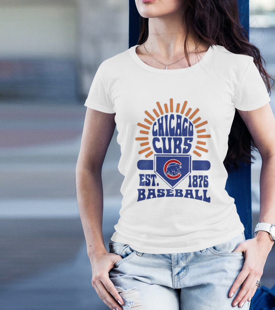 Chicago Cubs Youth Est. 1876 Baseball Sun Burst T-Shirt