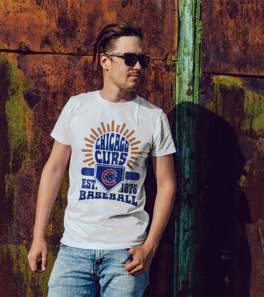 Chicago Cubs Youth Est. 1876 Baseball Sun Burst T-Shirt