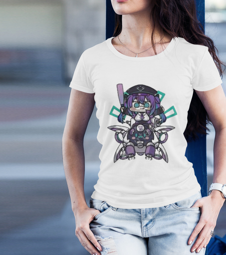 Lewd Cadet Chibi Friendship Purple Robot Companion T-Shirt