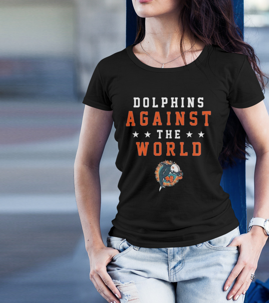 Dolphins Against The World Football Helmet Stars T-Shirt