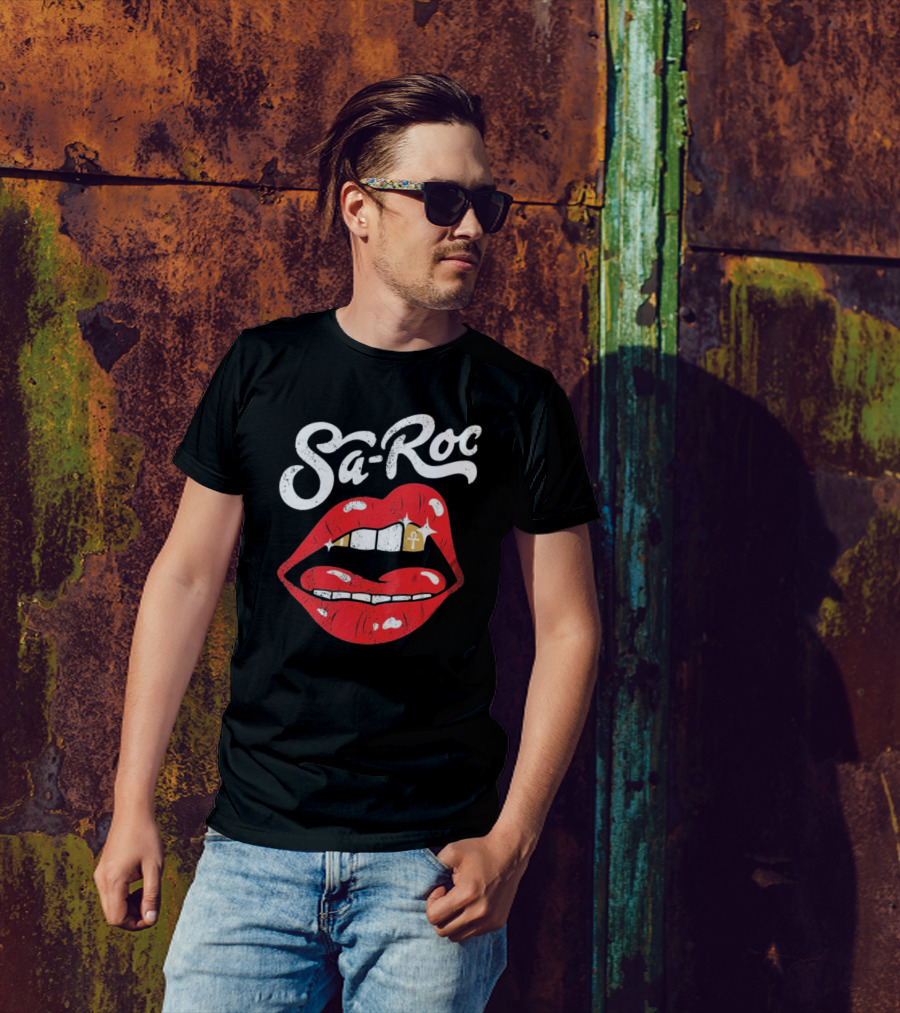 Sa-Roc Red Lips With Ankh Tooth T-Shirt