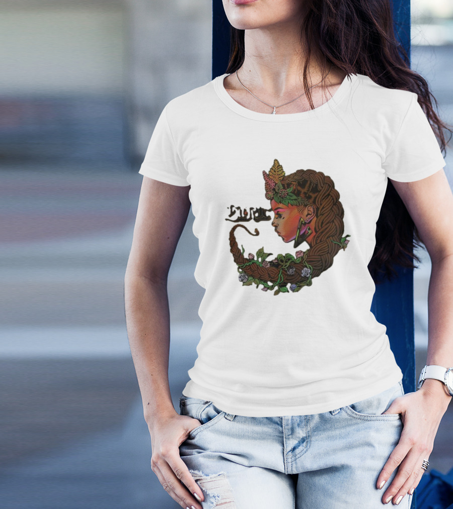 Sa-roc Wild Seeds Braided Hair Floral T-Shirt