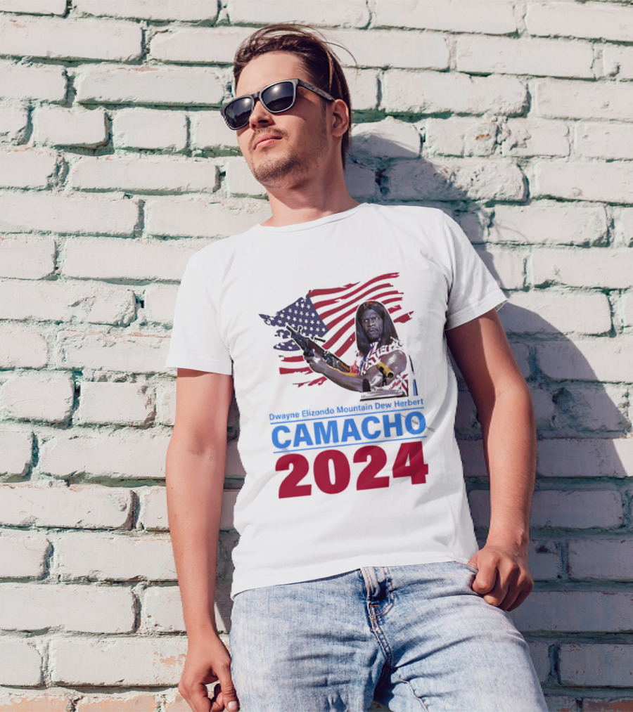 Dwayne Elizondo Mountain Dew Herbert Camacho 2024 American Flag And Gun T-Shirt