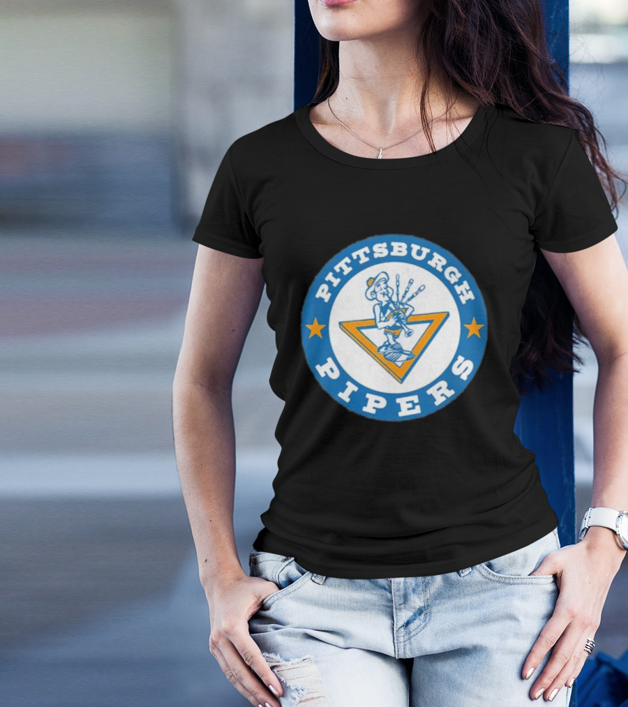 Pittsburgh Pipers Basketball Team Classic Logo With Bagpiper And Star Emblems T-Shirt
