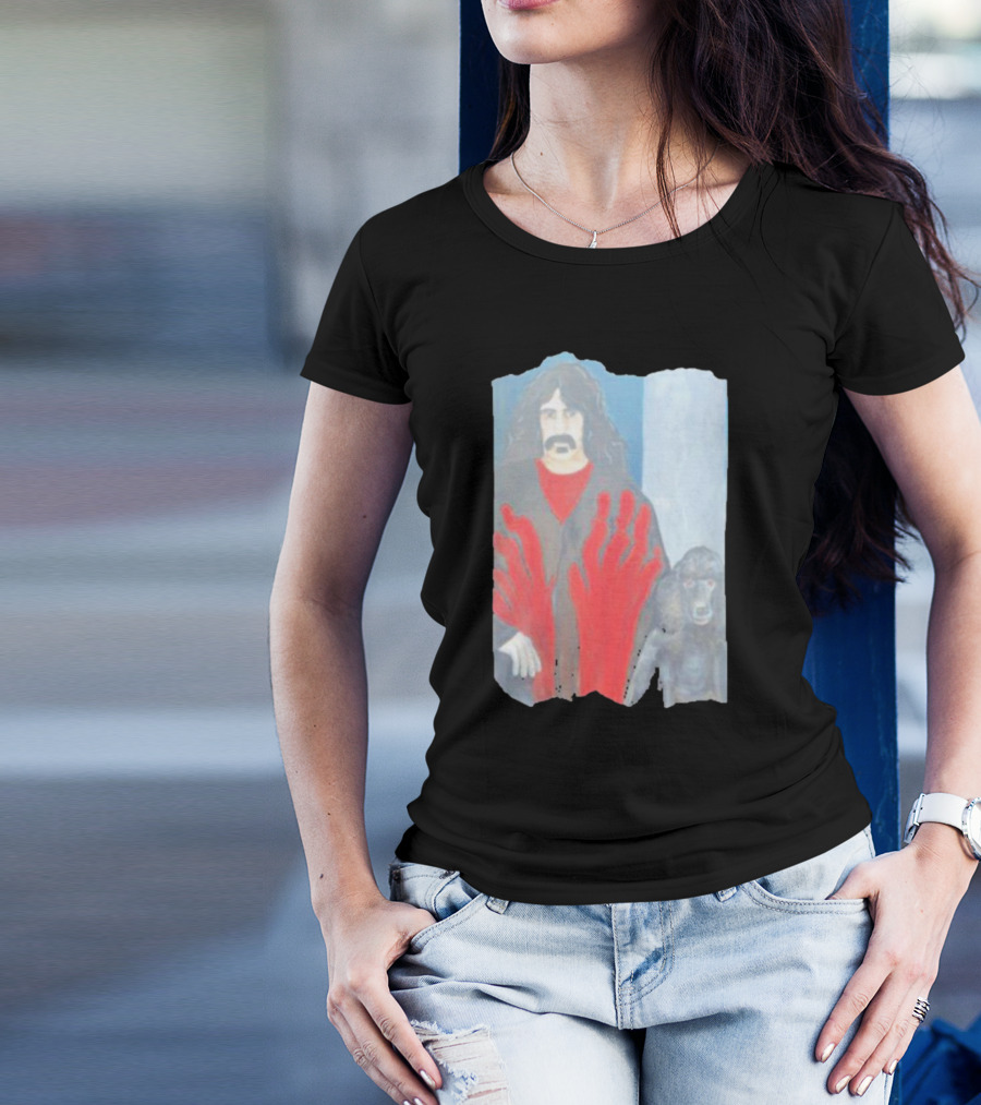 Jackey Neyman Jones Frank Zappa The Master Mashup With Red Hand Prints T-Shirt