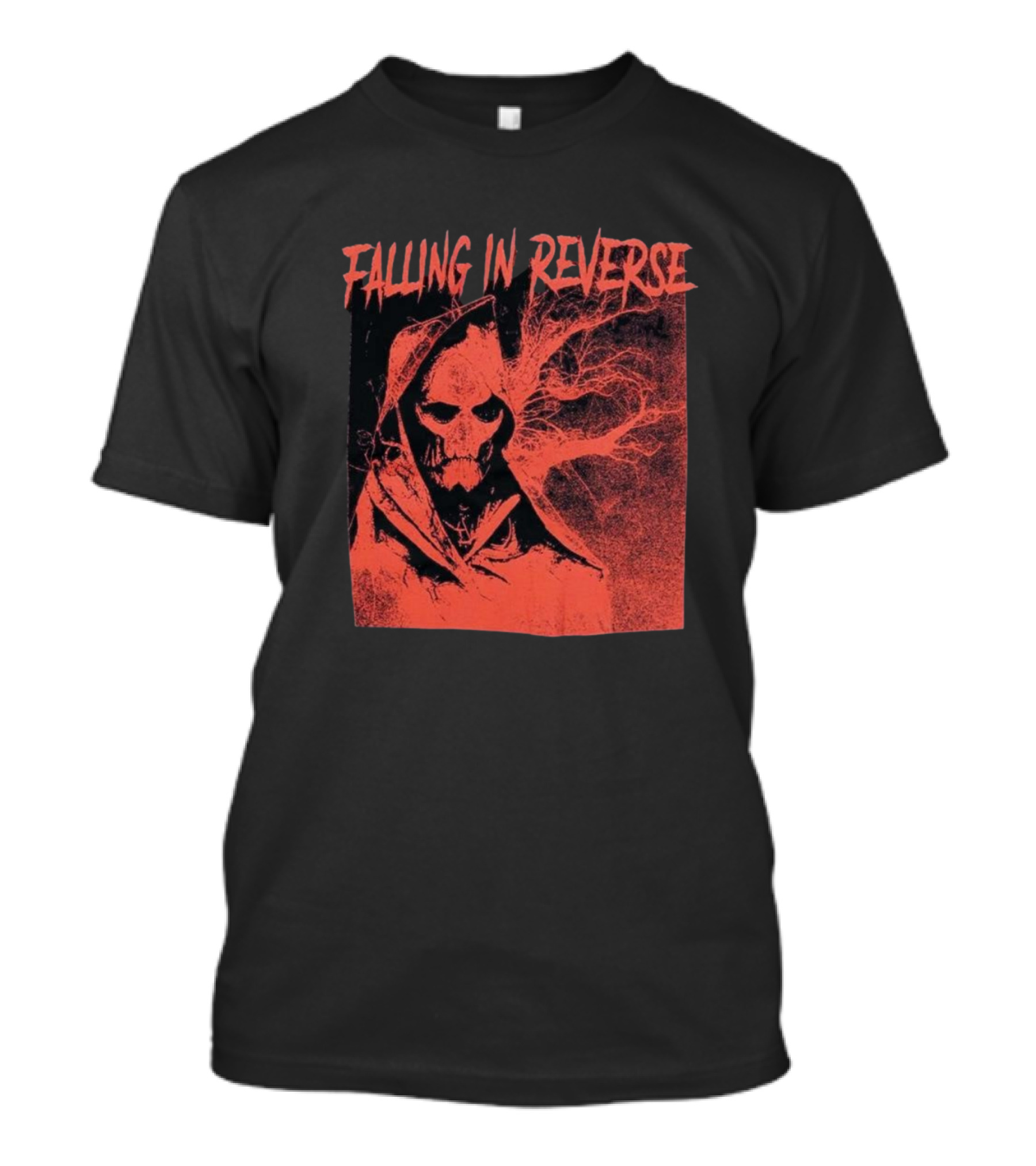 Falling In Reverse Skeleton Reaper Red Tree Background T-Shirt