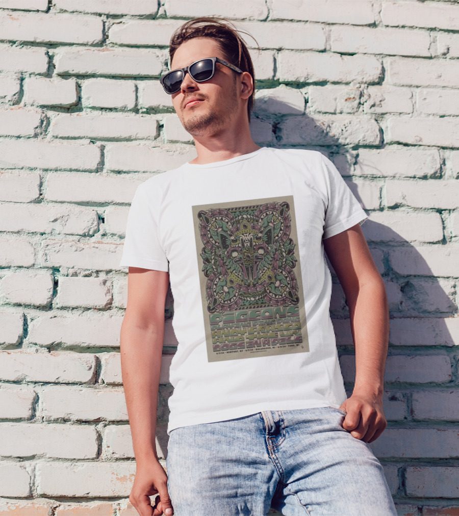 Pigeons Playing Ping Pong Andy Frasco Dogs In A Pile Newport Kalamazoo Yuba T-Shirt