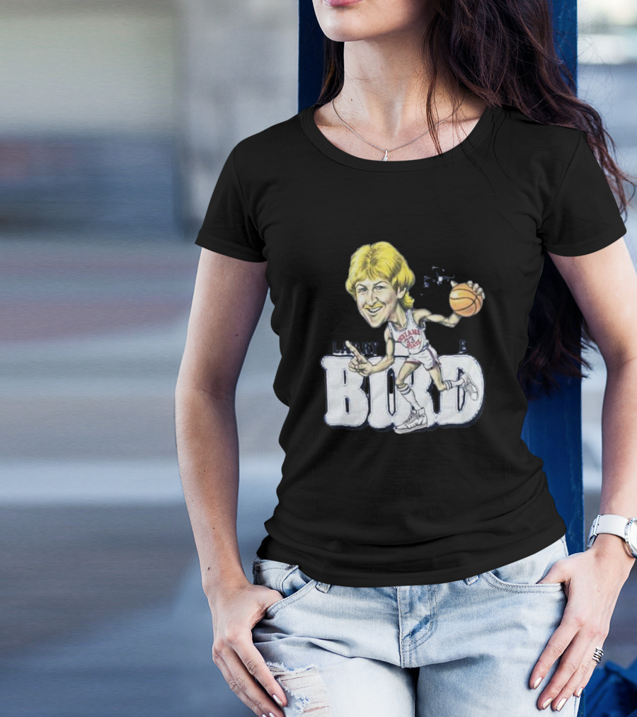 Larry Bird Indiana State Basketball Caricature Signature T-Shirt