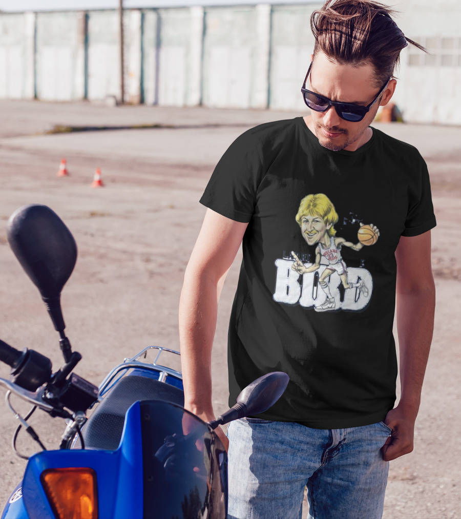 Larry Bird Indiana State Basketball Caricature Signature T-Shirt