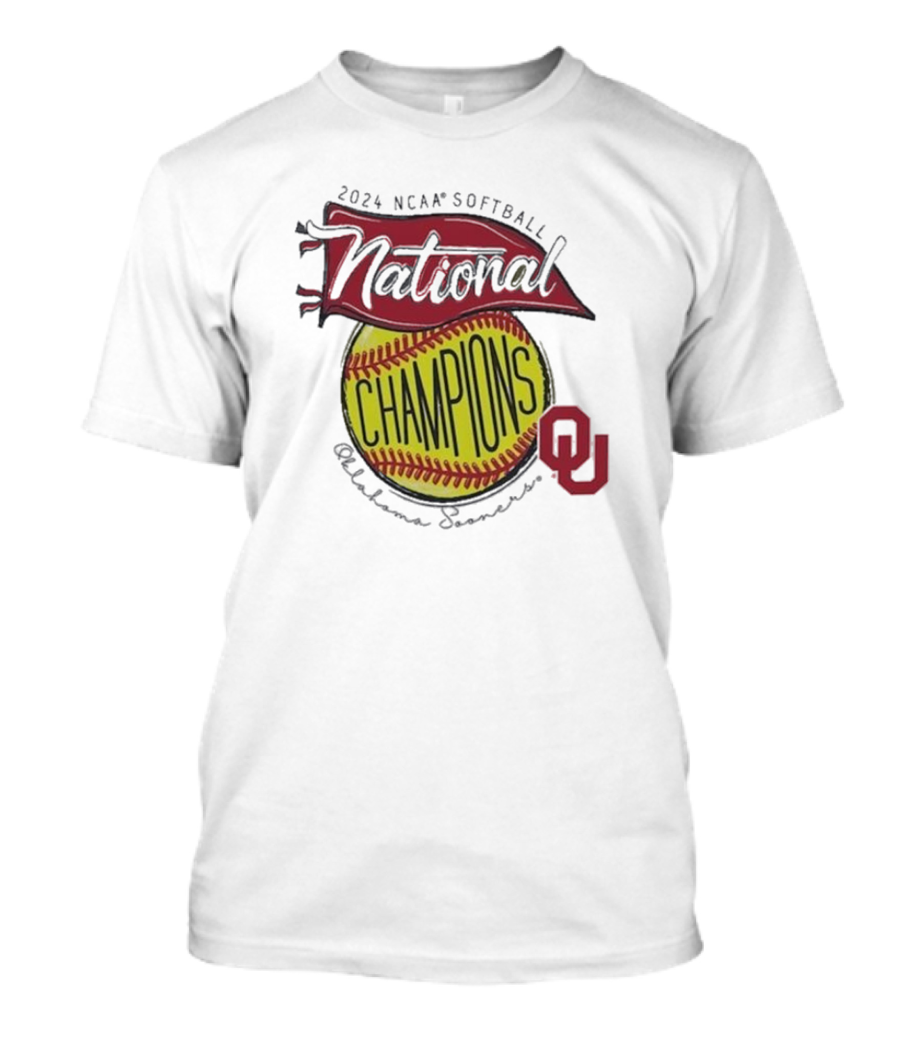 Oklahoma Sooners 2024 National Champions NCAA Softball Women's College World Series Pennant Comfort Colors T-Shirt