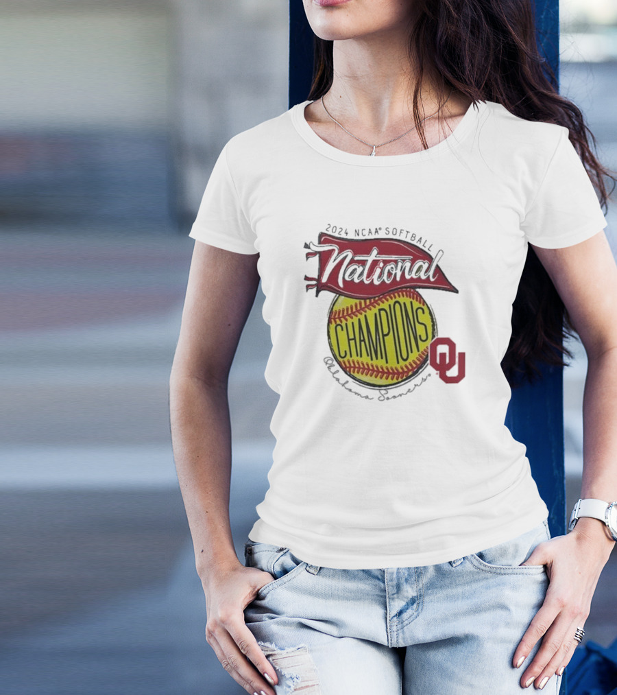 Oklahoma Sooners 2024 National Champions NCAA Softball Women's College World Series Pennant Comfort Colors T-Shirt