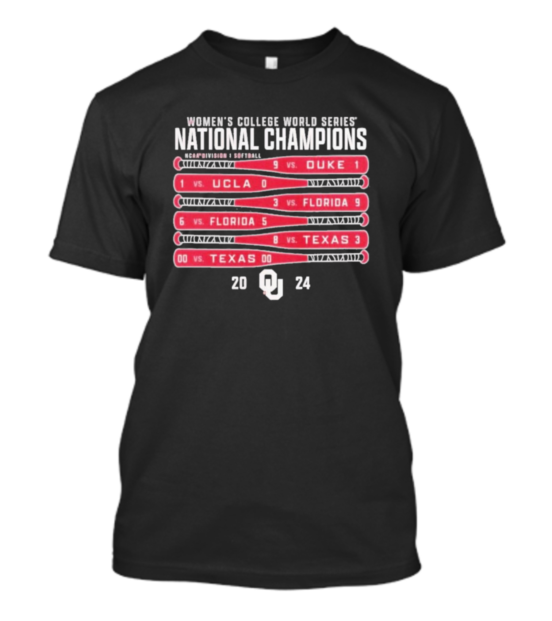 Women’s College World Series National Champions Oklahoma 2024 Softball Schedule T-Shirt