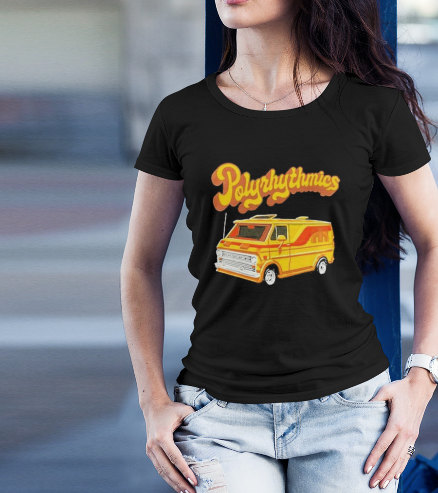 Polyrhythmics Bright Yellow Van With Retro Red Stripes T-Shirt