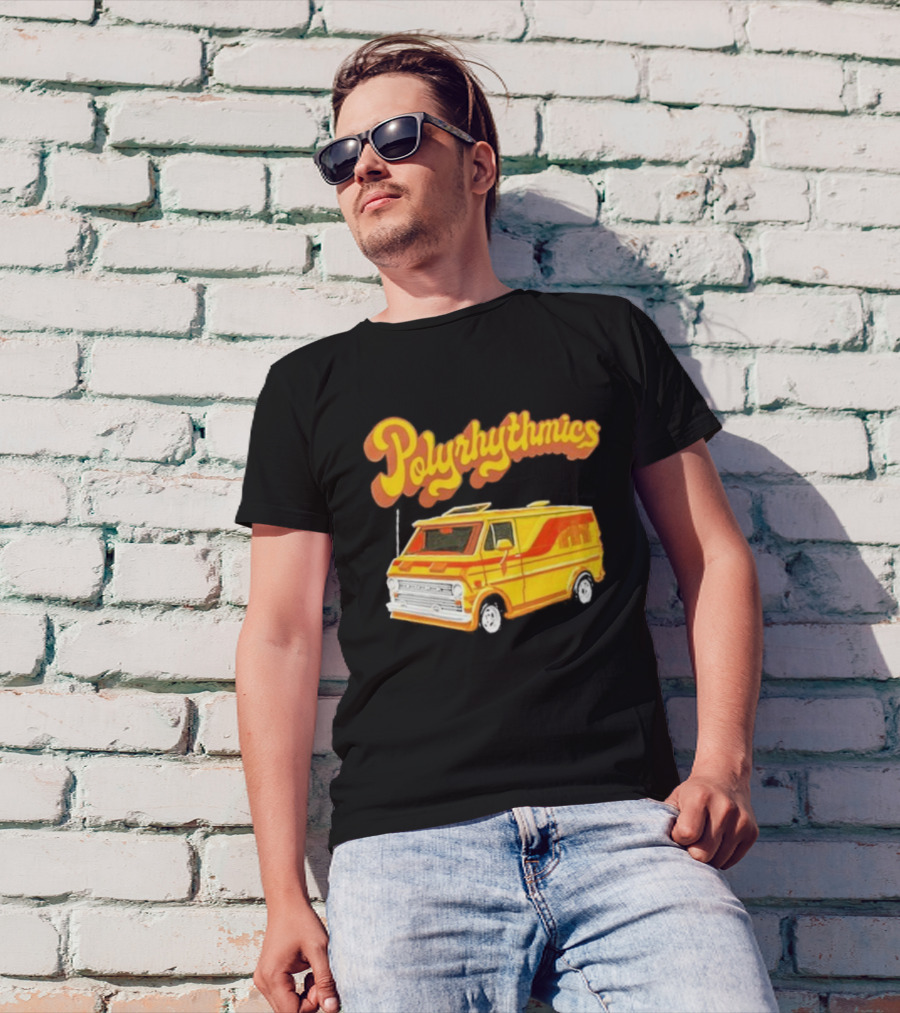 Polyrhythmics Bright Yellow Van With Retro Red Stripes T-Shirt