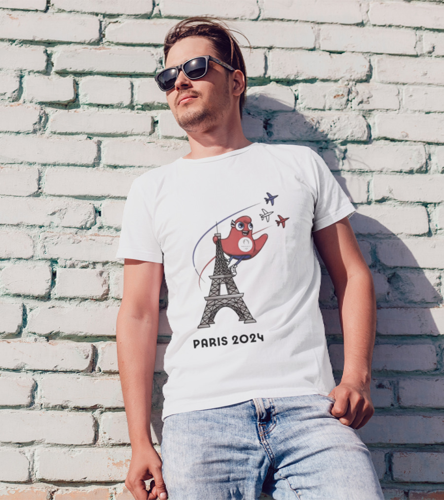 Paris 2024 Eiffel Tower Mascot Planes T-Shirt