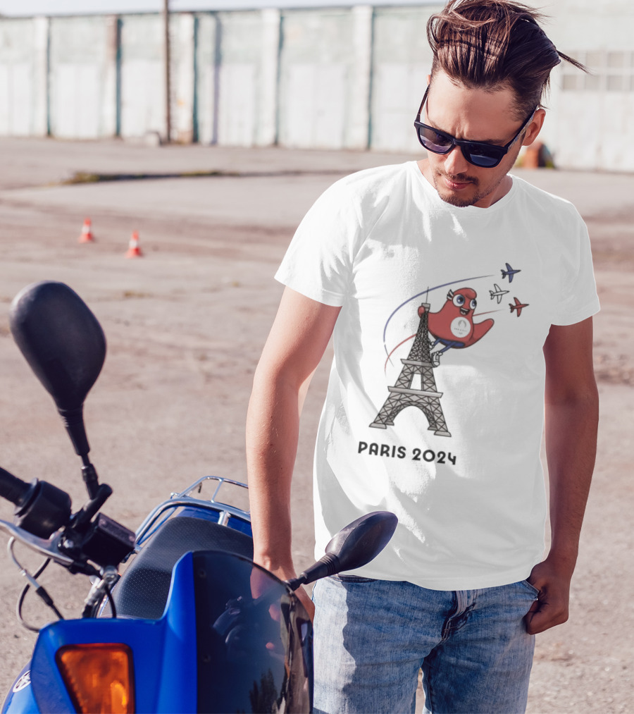 Paris 2024 Eiffel Tower Mascot Planes T-Shirt