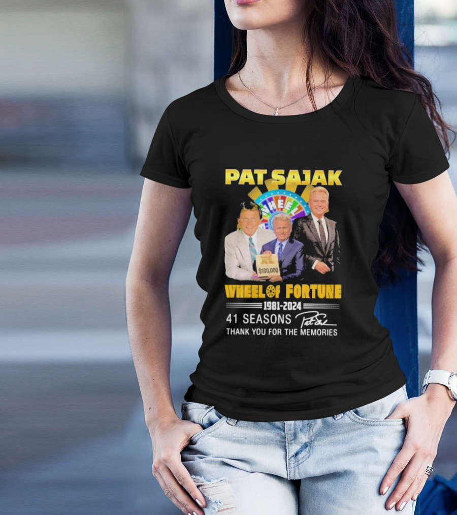 Pat Sajak Wheel Of Fortune 1981 2024 Thank You For The Memories 41 Seasons Signature T-Shirt