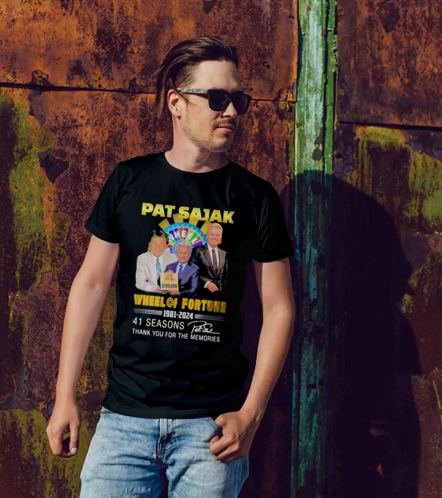 Pat Sajak Wheel Of Fortune 1981 2024 Thank You For The Memories 41 Seasons Signature T-Shirt