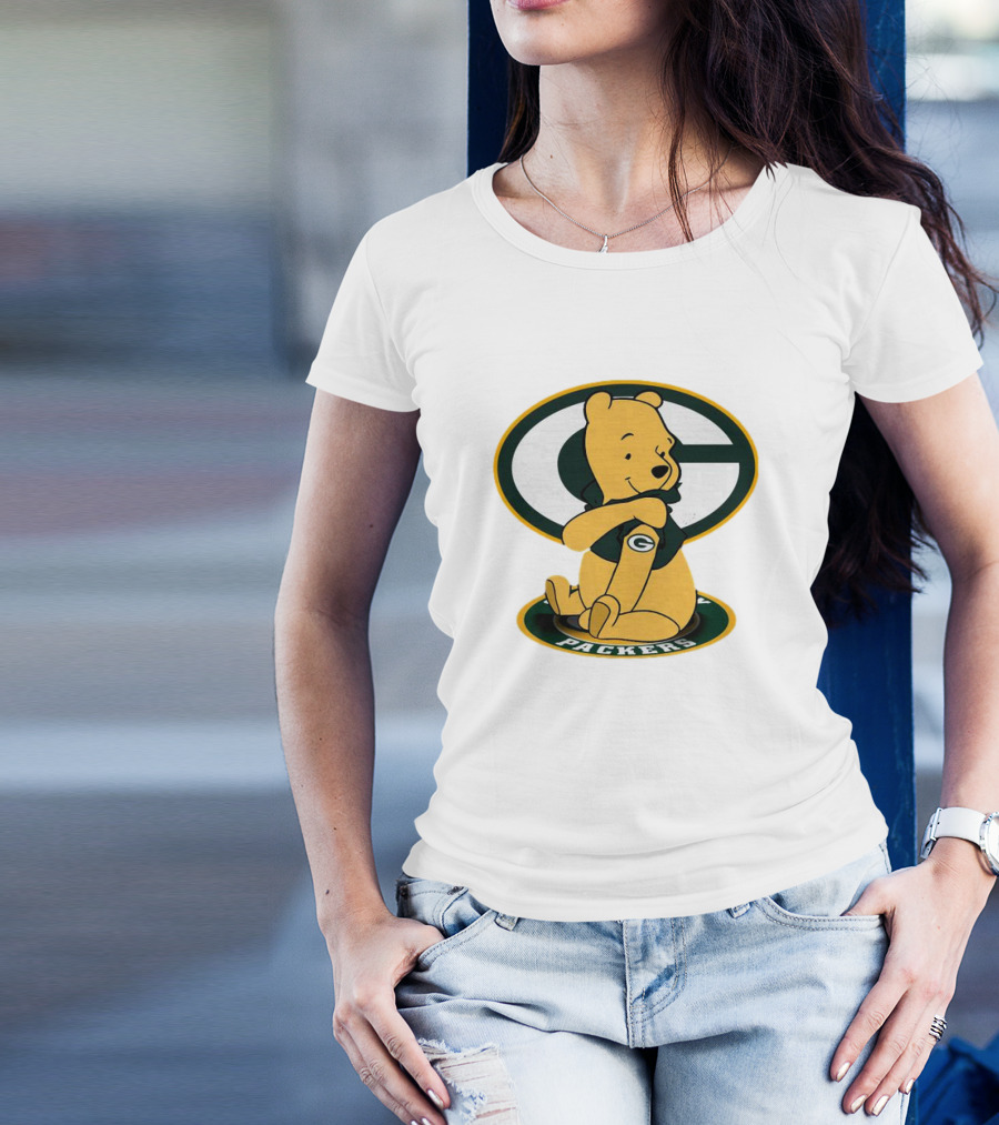 Pooh Green Bay Packers Logo Tattoo T-Shirt