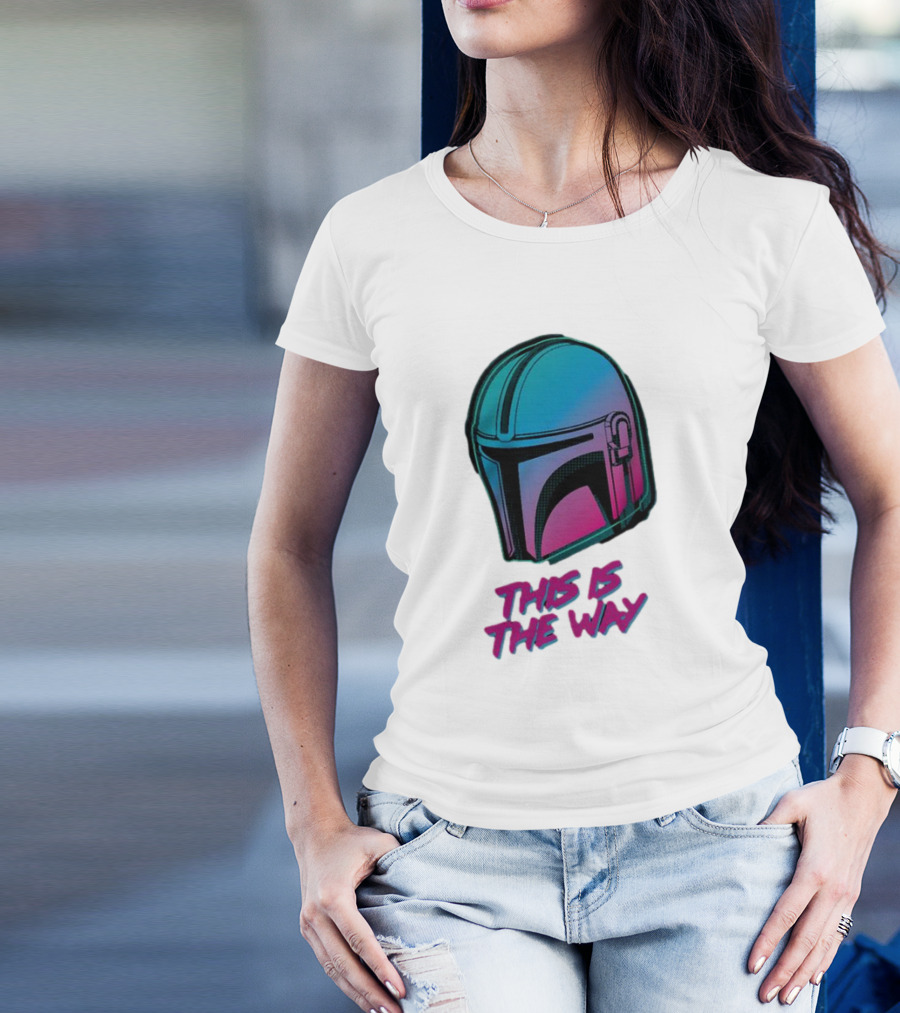 Star Wars The Mandalorian Helmet This Is The Way Neon T-Shirt