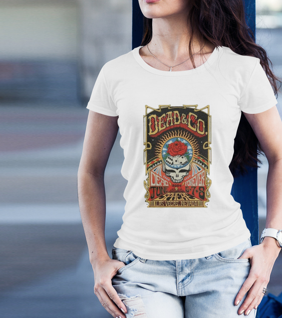 Dead And Company 2024 Tour Las Vegas Sphere June 6-7-8 Skully Rose Dice T-Shirt