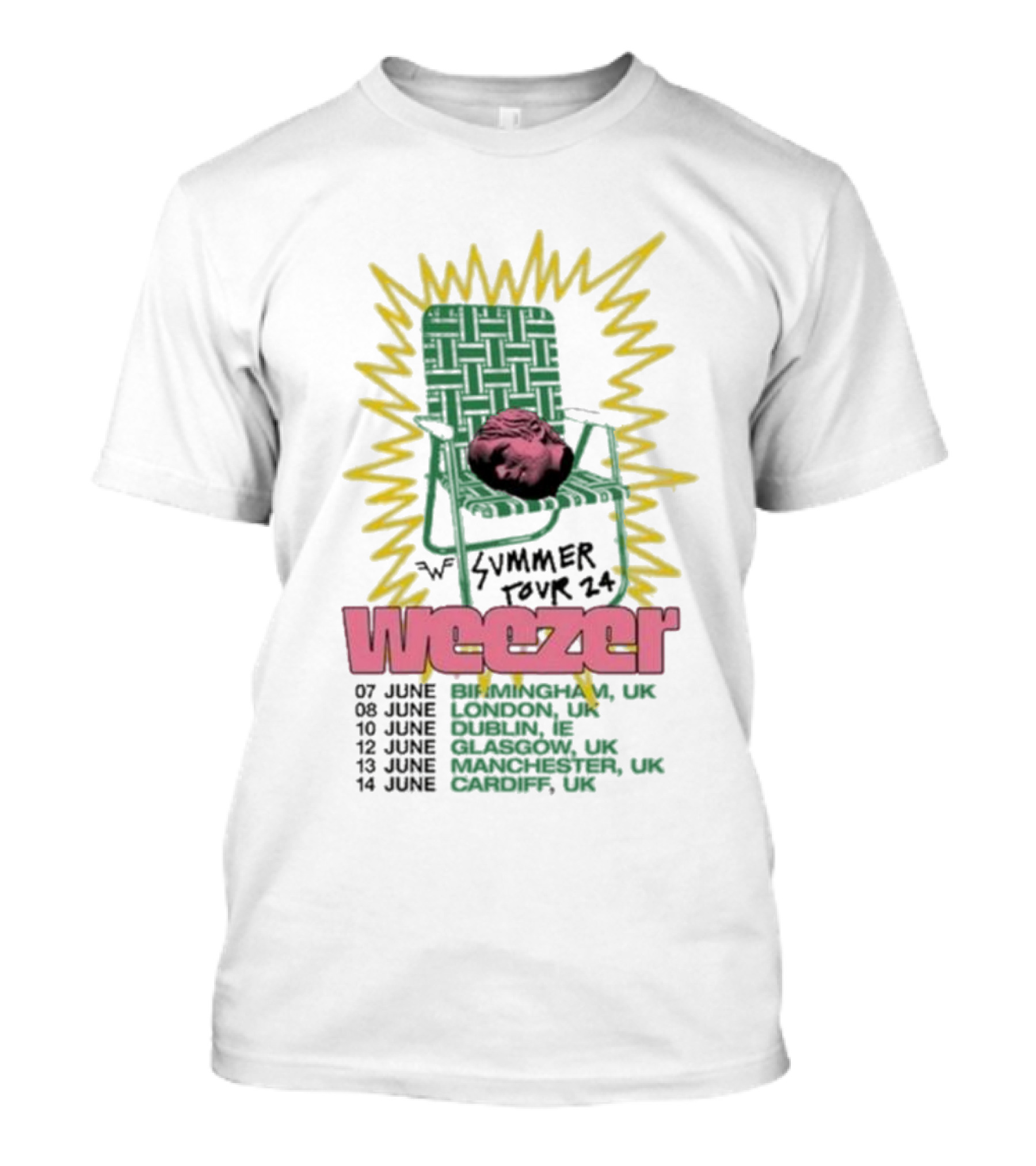 Weezer Summer Tour 24 Lawn Chair June UK Dublin Glasgow Manchester Cardiff T-Shirt