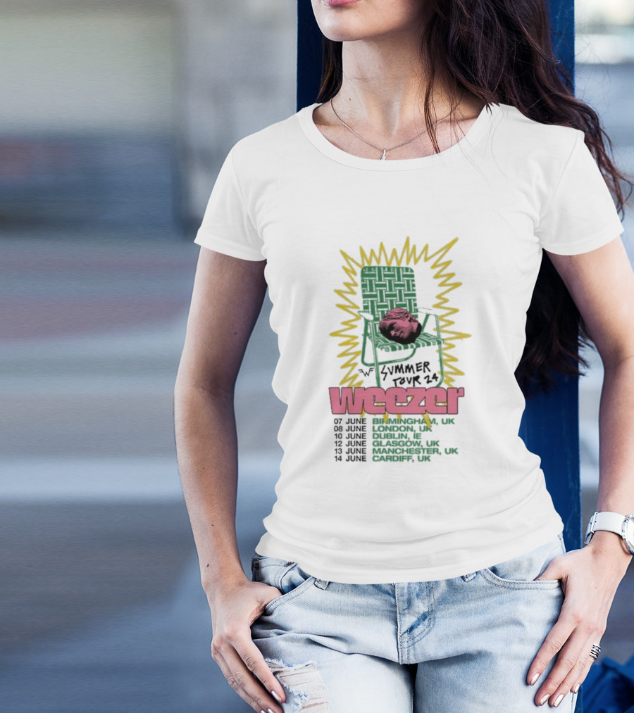 Weezer Summer Tour 24 Lawn Chair June UK Dublin Glasgow Manchester Cardiff T-Shirt