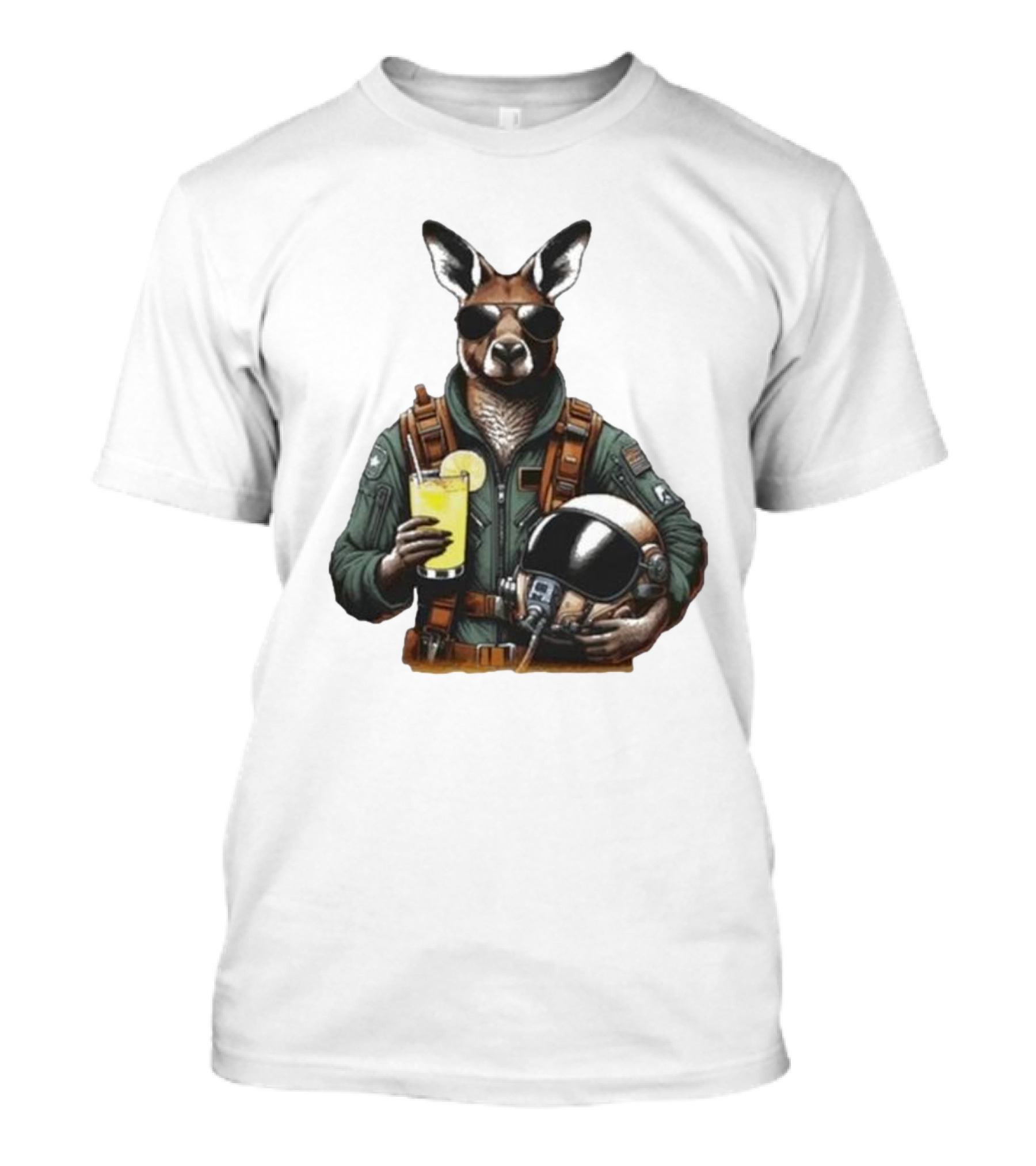 Commander Kangaroo 2024 Astronaut Aviator Pilot Kangaroo With Helmet And Lemonade T-Shirt