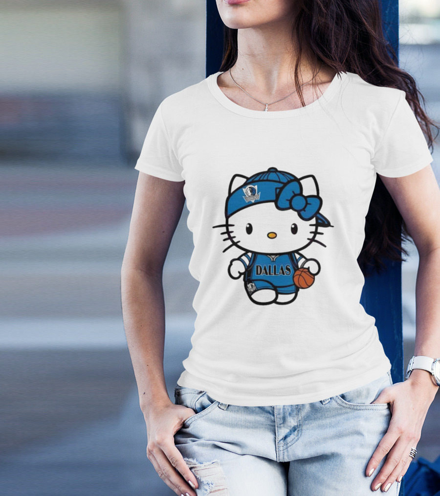 Dallas Mavericks Hello Kitty Basketball Team Spirit T-Shirt