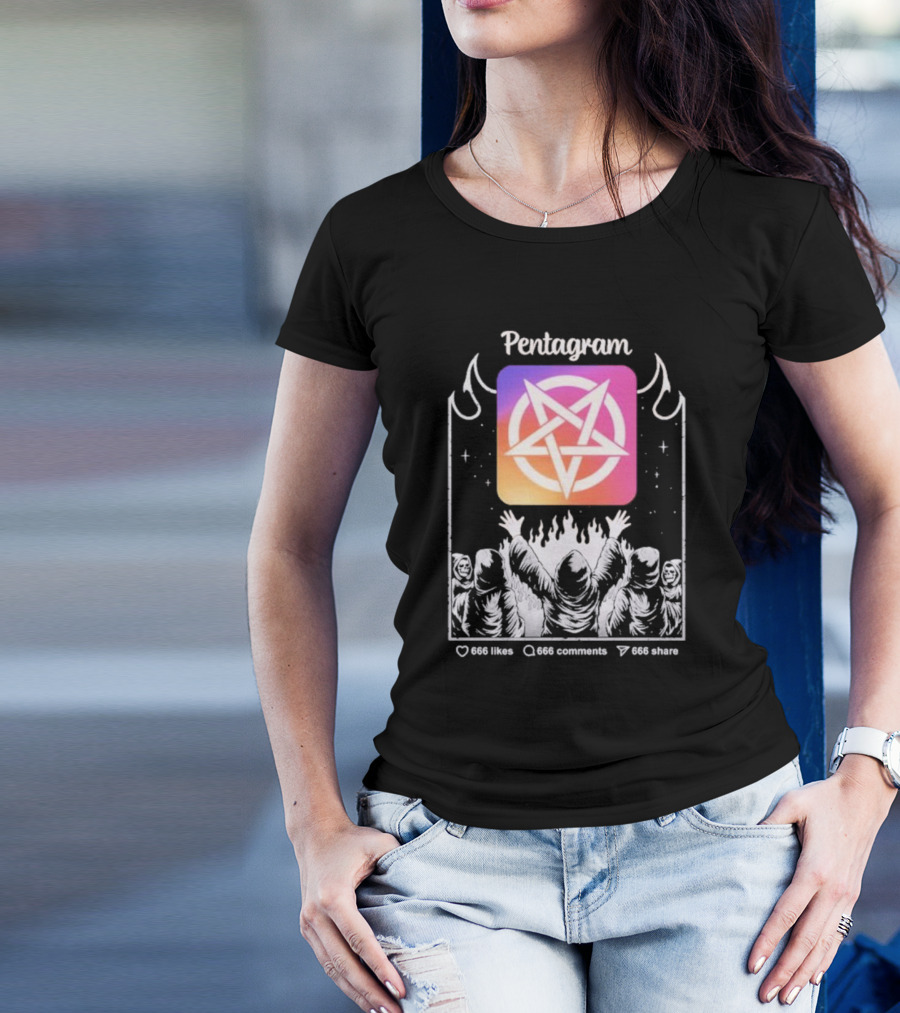 Pentagram Vol 2 666 Likes 666 Comments 666 Share Hoodie Circle Icon Ritual T-Shirt