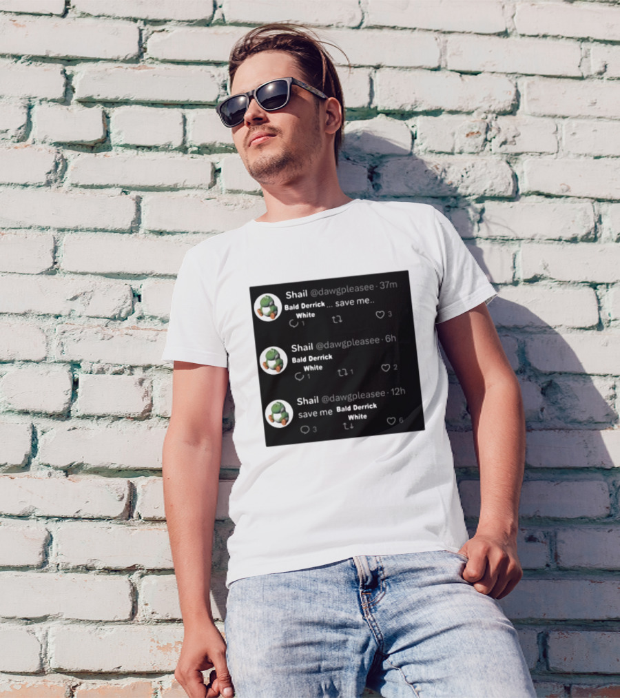 Shail Dawgpleasee Bald Derrick White Save Me Tweets Pattern With Dinosaur Avatar T-Shirt