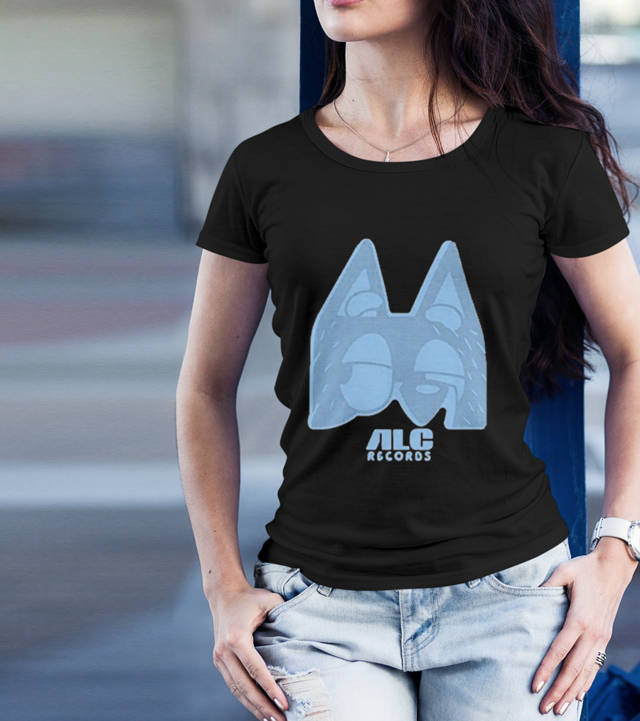 ALC Records Store Blue Cartoon Face Seasons Change T-Shirt