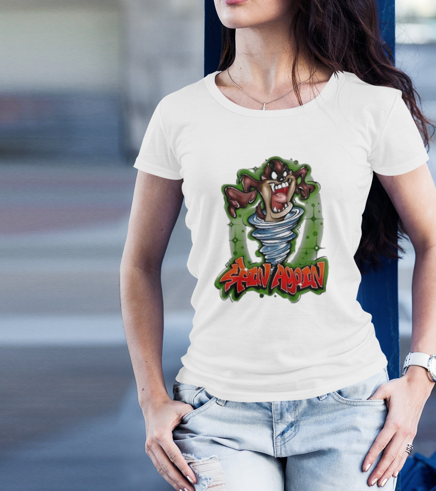 Based Savage Spin Again 2024 Taz Tornado Green Elements T-Shirt