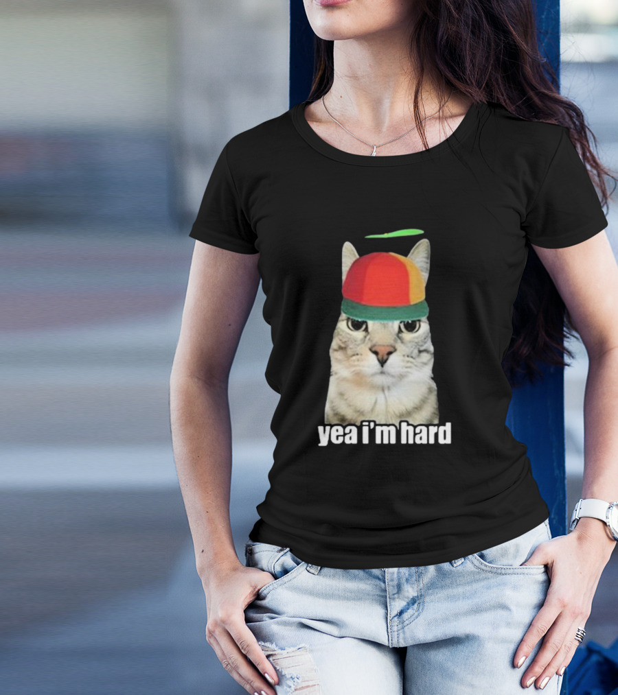 Yea I'm Hard Cat In Propeller Hat T-Shirt