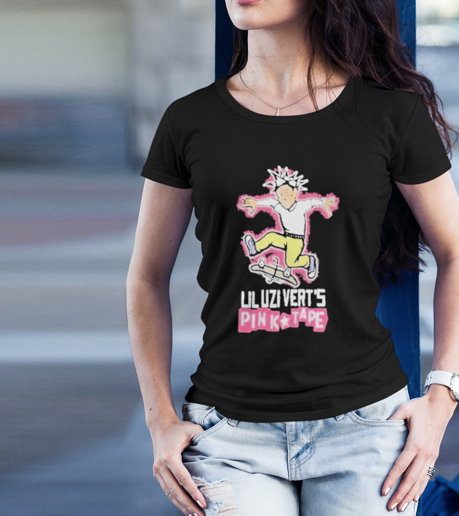 Lil Uzi Vert’s Pink Tape Skateboard Animation T-Shirt