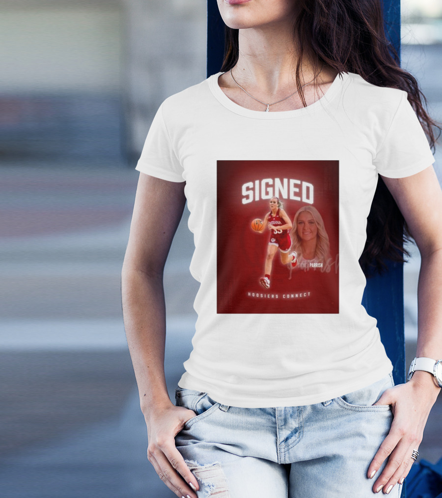 Signed Sydney Parrish Hoosiers Connect Indiana Basketball T-Shirt