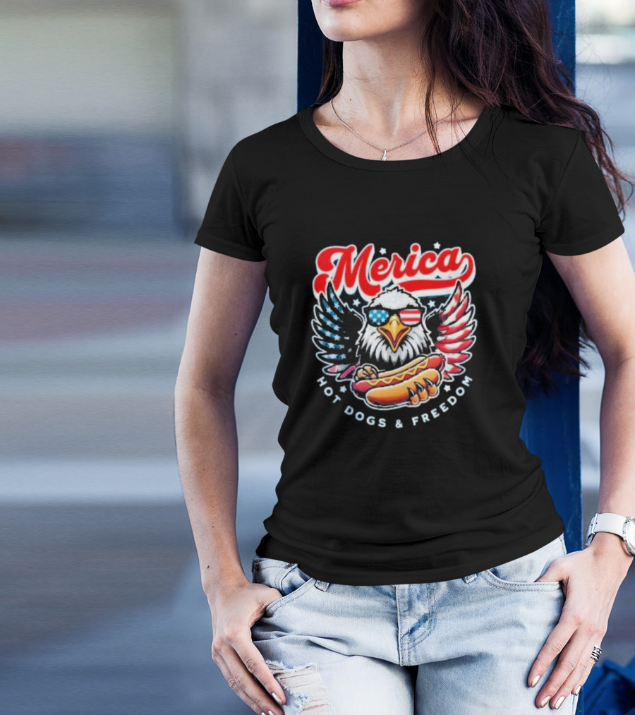 Merica American Eagle With Hot Dogs And Freedom T-Shirt